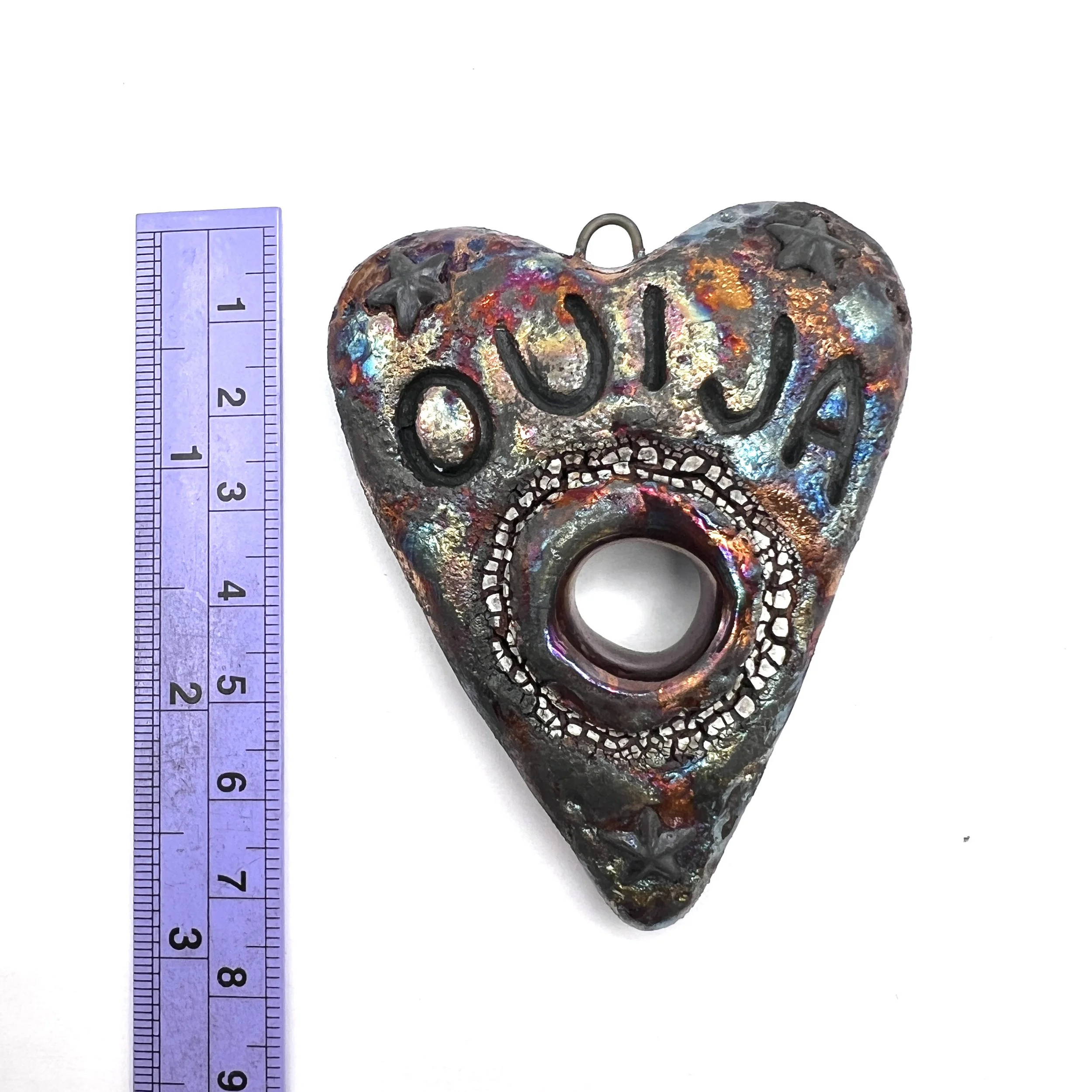 Raku Fold Over Pendant Ceramic Jewelry Supply Handmade by
